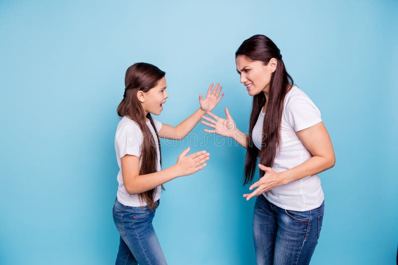 Close Up Side Profile View Photo Two People Brown Haired Mum Small Little Daughter Hands Arms