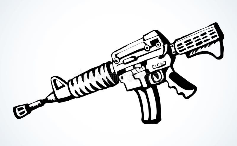 Submachine gun. Vector drawing object