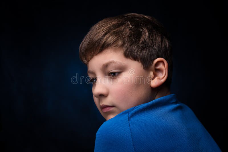 View Portrait of White European Teenage Boy with Light Brown Hair, Wearing  Blue Sports T-shirt, Over Isolated Stock Photo - Image of child, human:  204754604