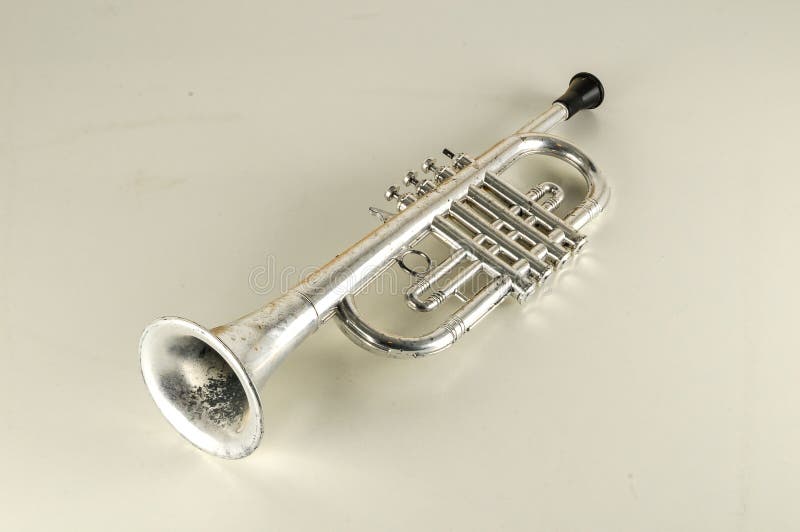 Closeup of silver trumpet stock image. Image of closeup 118392603