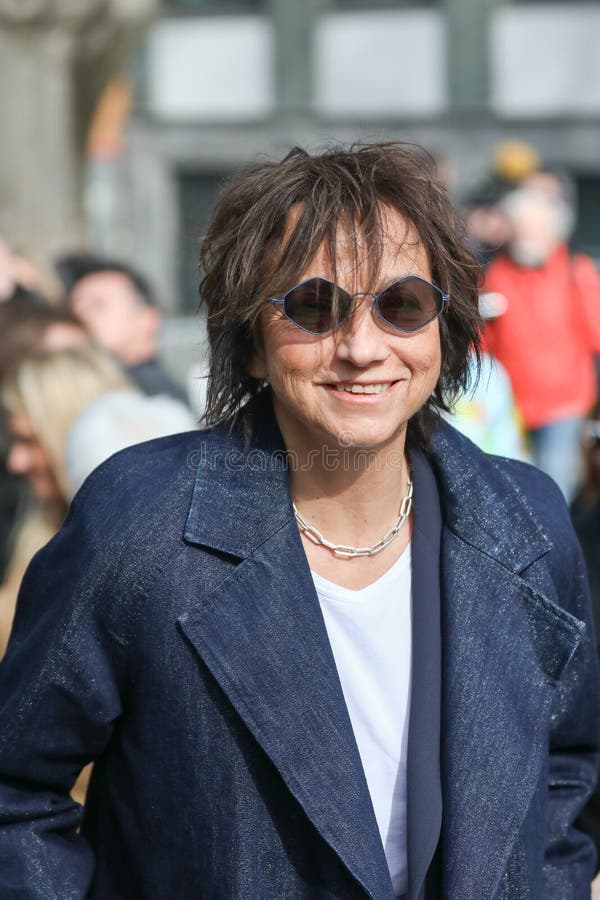 Close-up of Singer Gianna Nannini Wearing a Denim Jacket during the Armani  Fashion Show at the Women`s Fashion Week Fall / Winter Editorial Stock  Photo - Image of milan, armani: 176382528