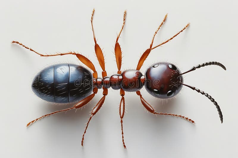 A detailed close up of a single ant on white surface royalty free illustration