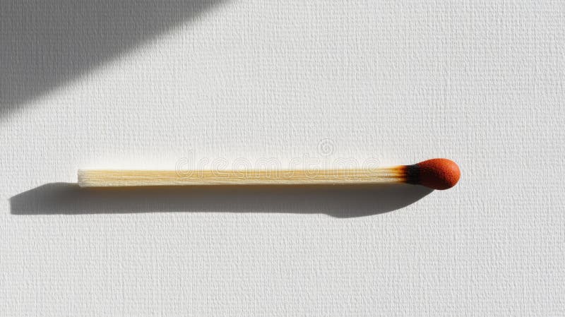 Close-Up of a Single Matchstick on a Textured White Background royalty free illustration