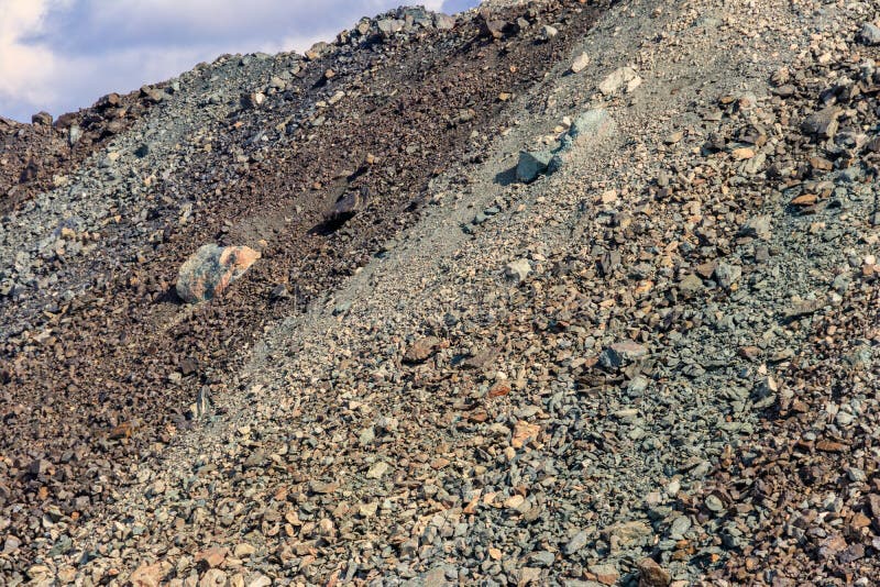 Close-up of slag heap of iron ore quarry stock images