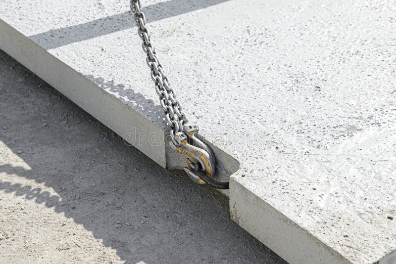 Closeup of Slings with Hooks Hooked into the Loop of a Reinforced