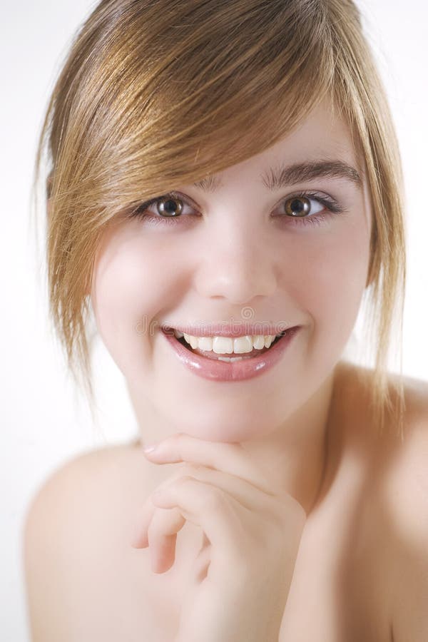 Close-up smiling face of beautiful woman