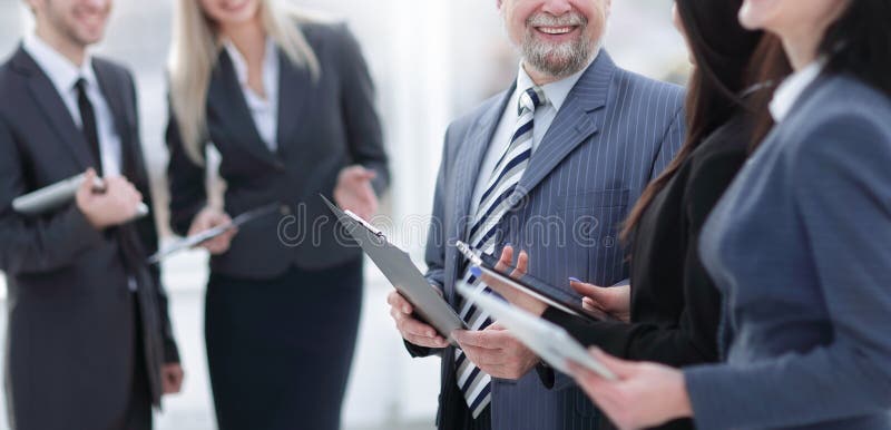 Close up.smiling group of business people before business meetings