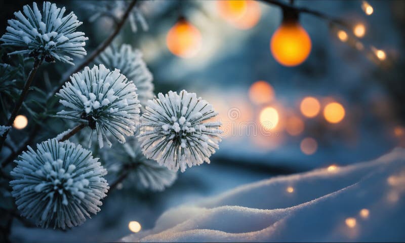 A close up of a snow covered tree with a few branches still showing vector illustration