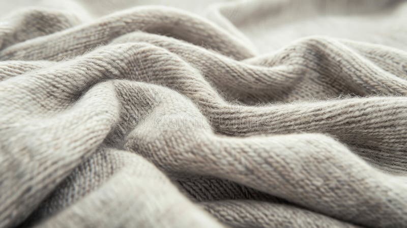 Soft Beige Cashmere Fabric Texture, Close-Up of Luxurious Woolen Material for Fashion and Design Projects stock photo