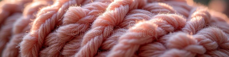 Close-up of soft pink twisted rope displaying texture and detail. That the image is generated using AI.