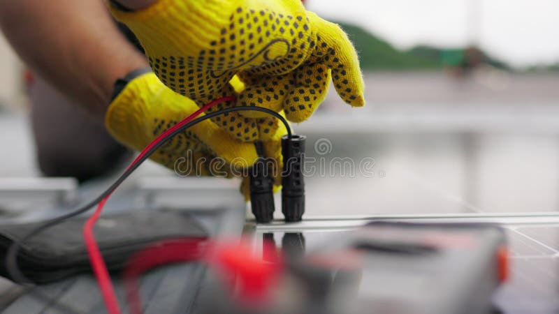 Close Up, Solar Energy Specialist Monitoring Solar Panels with His  Multimeter. Alternative, Green Energy Worker. Energy Stock Image - Image of  energy, farm: 230285329