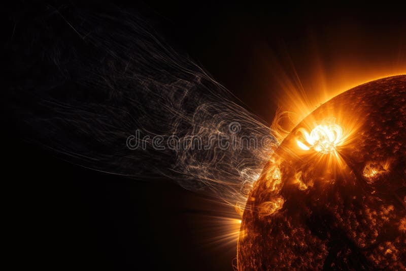 Premium AI Image | Solar flare seen from the surface of the sun with its  fiery energy and light shining down on earth