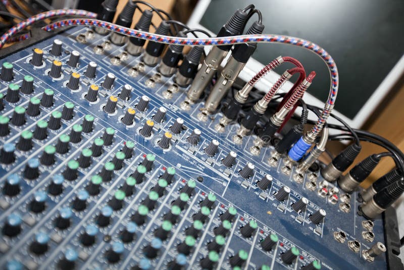 Closeup of Sound Mixing Equipment in Television Studio Stock Image