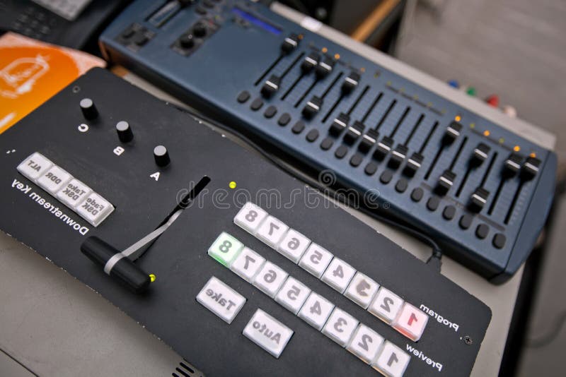 Closeup of Sound Recording Equipment in Television Studio Stock Image