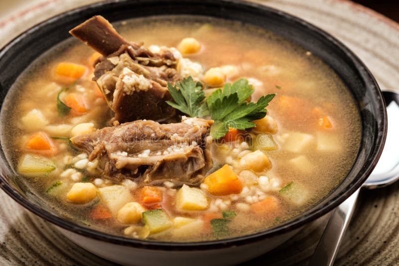 Soup with Beef, Chickpea and Vegetables. Stock Image Image of broth