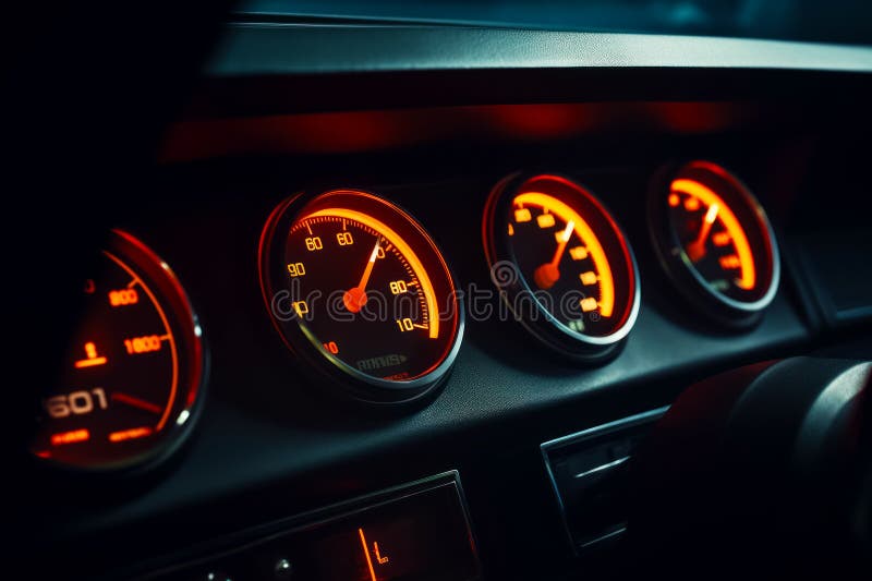 Close Up of Speedometer and Gauges on Car S Dashboard. Generative AI