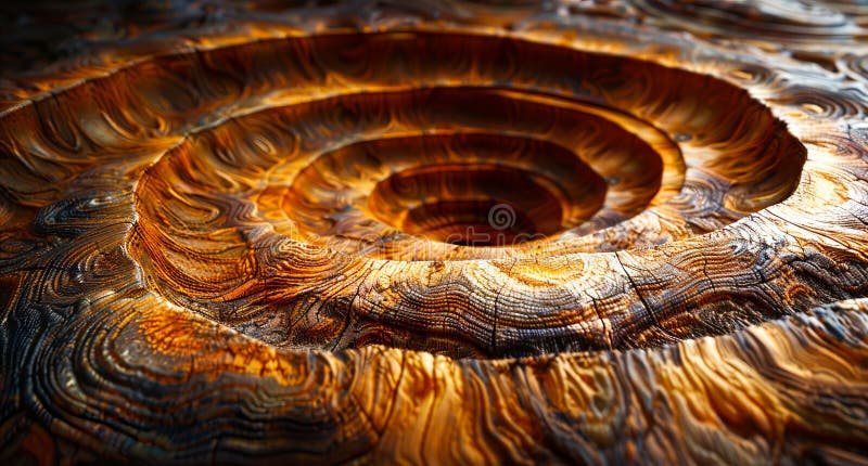 A close up of a spiral made out of wood stock image