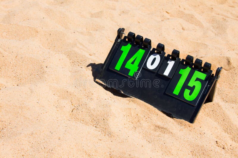 Close up of sport volleyball scoreboard on the summer sand. royalty free stock photo Close up of sport volleyball scoreboard on the summer sand. royalty free stock photo