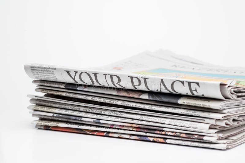 Close up of a stack of folded newspapers stock photos