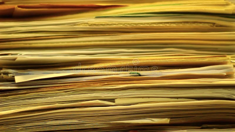 Close up of stacks of paper in the archive