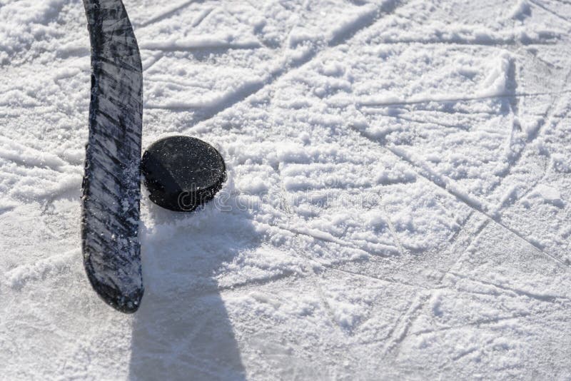 Closeup of Sticks and Pucks in the Stadium Stock Image Image of