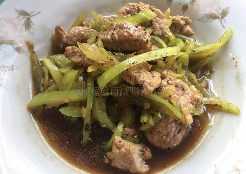 Stir-fried Pork Tenderloin with Bell Peppers Stock Photo - Image of