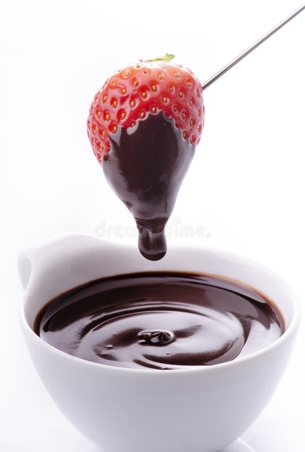 Chocolate fondue with strawberry