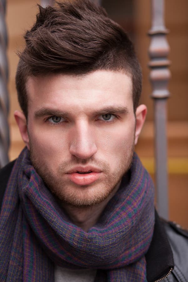 Close Up of Stylish Guy Face Stock Photo - Image of cool, town: 52104094