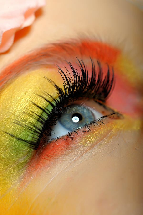 Close-up of summer fashion creative eye make-up