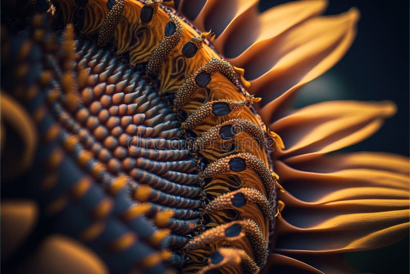 A Close Up of a Sunflower with a Black Background and a Yellow Center
