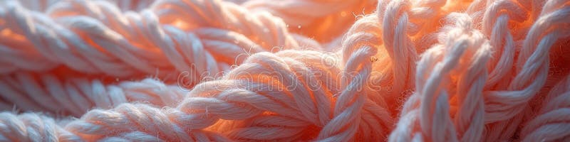 Close-up of sunlit twisted rope texture in warm tones stock illustration