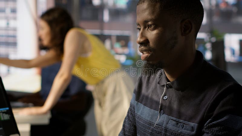 Close up of system administrator doing software quality assurance with tablet royalty free stock photos