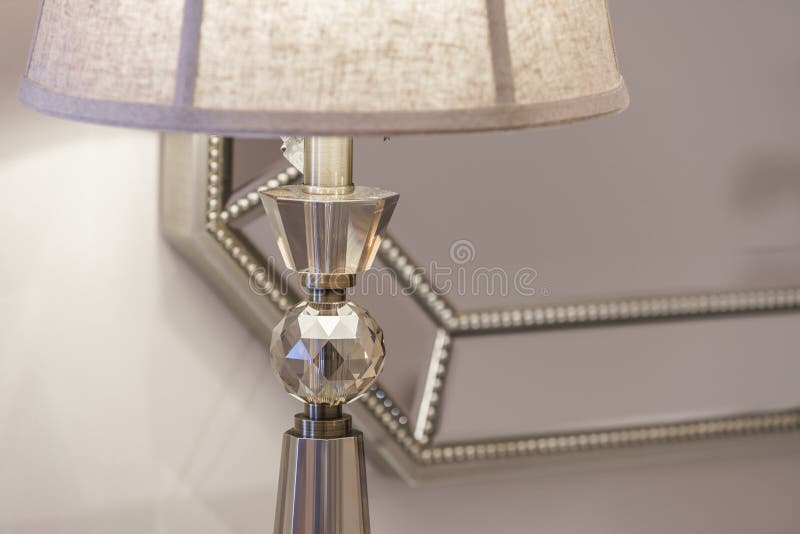 Close-up of a table lamp in a living room stock photo Close-up of a table lamp in a living room stock photo