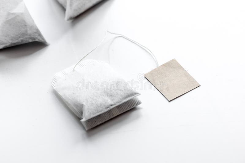 Download Close Up Teabag On White Background Mock-up Stock Image - Image of natural, table: 86258223