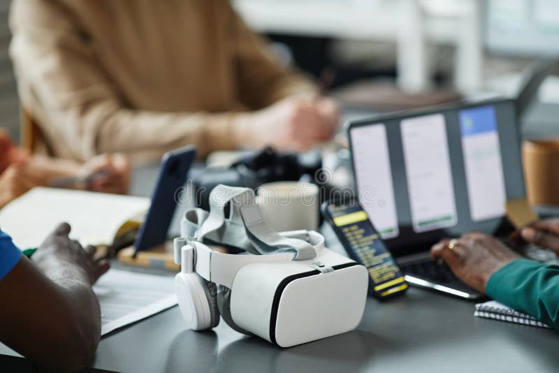 Team of Programmers Testing Virtual Reality Program Stock Photo Image