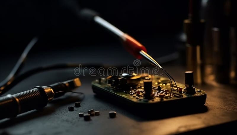 Close up of technician skillfully disassembling computer equipment for repair generated by AI royalty free stock photo