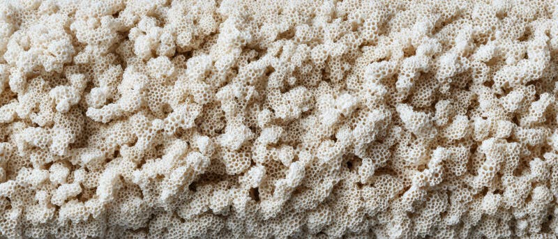 Close-up texture of natural white coral with intricate patterns in marine environment, panoramic background vector illustration