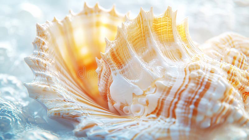 Close up of textured seashell with intricate patterns. ai generative stock illustration