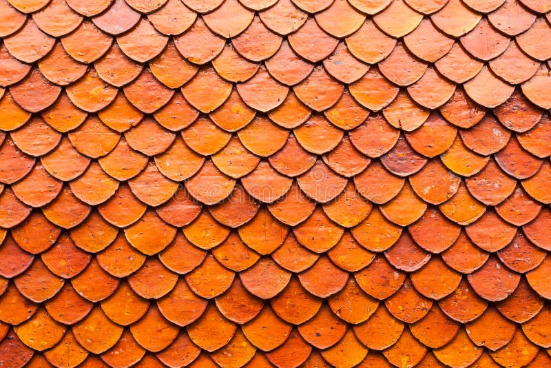Closeup Thai Ceramic Roof Tile of Temple in Bangkok. Stock Image