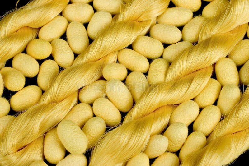 Thai silk pattern, design, texture, thread, cocoon, tool and equipment. royalty free stock image