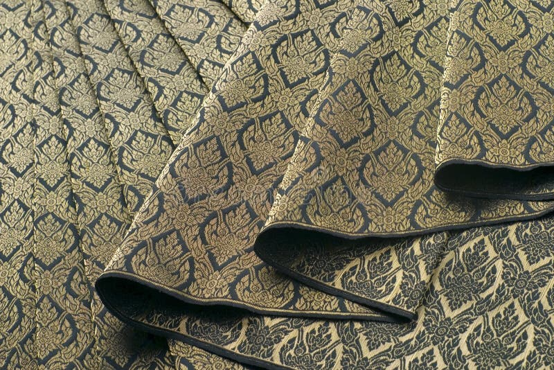 Thai silk pattern, design, texture, thread, cocoon, tool and equipment. stock photo
