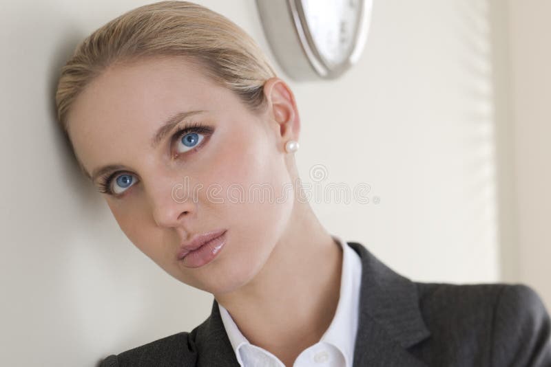 Close-up of a thoughtful businesswoman