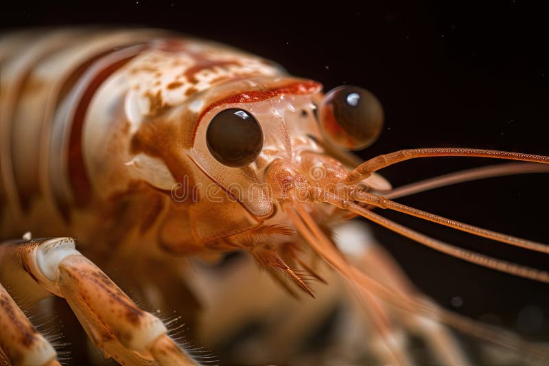 Closeup of Tiger Shrimp Prawn S Claws and Face Stock Illustration