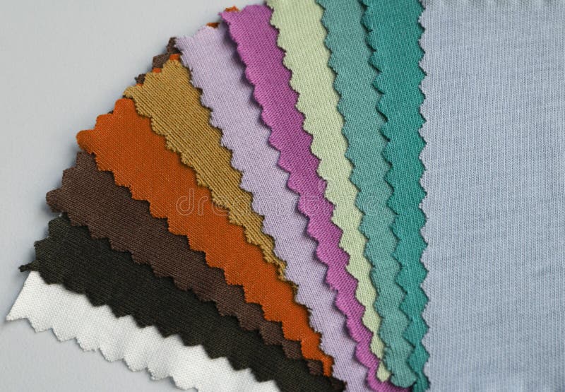 Close up to a small cotton colors cloth samples royalty free stock images