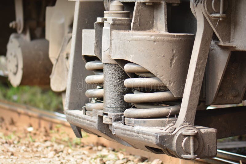 Close Up of Train Shock Absorber and Spring Stock Image Image of