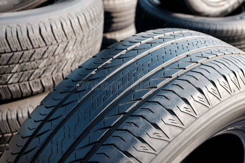 Close Up of Tread Used Car Tires. Stock Image Image of auto, tire