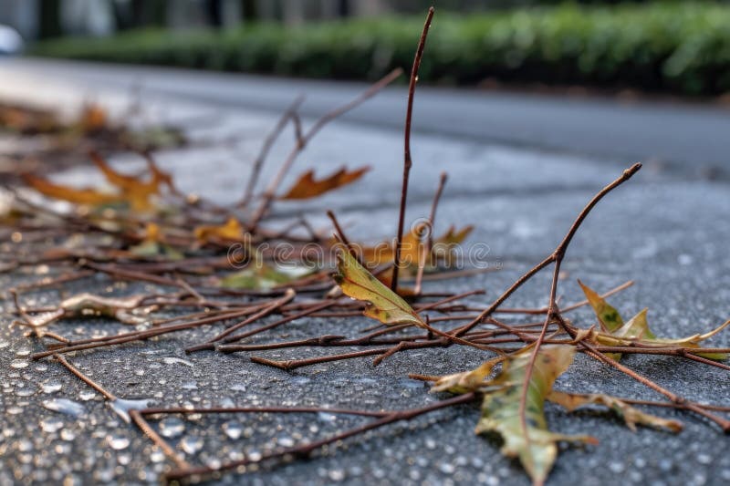 Closeup of Tree Needles Shedding on Pavement Stock Image Image of