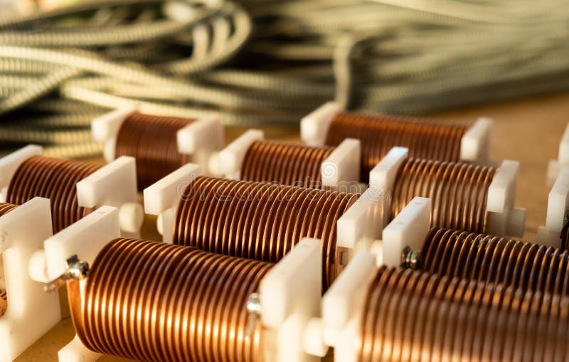 Closeup of Twisted Copper Wire Coils Stock Image Image of