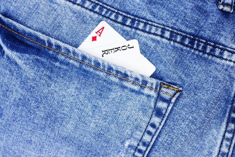 Close Up Two Cards Aces in Jeans Pants Pocket. Concept of Luck, Poker ...