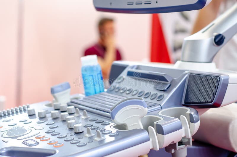 Close-up of ultrasound machine in clinic. Closeup machine tool stock images, royalty-free photos and pictures
